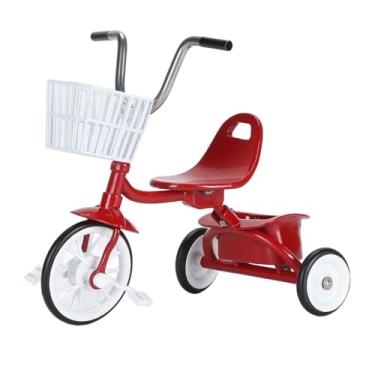 Imagem de Cuofyunl modelo de triciclo de metal, modelo de bicicleta de três rodas, estátua decorativa em miniatura, triciclo realista, ornamento de brinquedo para prateleira de mesa (Vermelha)