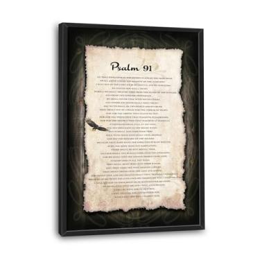 Imagem de Flintis Grande Salmo Cristão 91 Arte de Parede Emoldurada Imagens Escrituras Cristo Decoração de Parede Verso da Bíblia Religiosa Pintura em Tela Impressão Arte Decoração para Quarto Principal Sala de