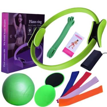 Imagem de Equipamento de Pilates para Treinos em Casa Anel Conjunto Elásticos Discos Deslizamento Perfeito Iniciantes e Praticantes Experientes