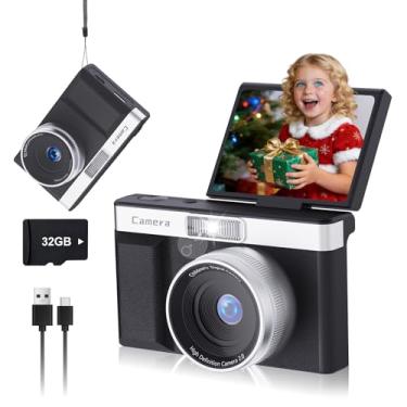 Imagem de Câmera digital para crianças, tela flip de 180°, câmeras de 48 MP para fotografia, aniversário perfeito para crianças, câmera digital com cartão de memória de 32 GB