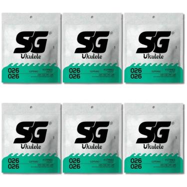 Imagem de Kit 6 Encordoamento Ukulelê Sg Nylon Branco Soprano 0.026