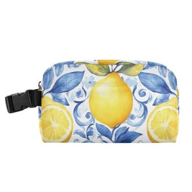 Imagem de TSENQUE Lancheira personalizada com estampa floral azul limão para meninos mulheres meninas lancheira térmica macia estampa animal crianças lancheira para trabalho