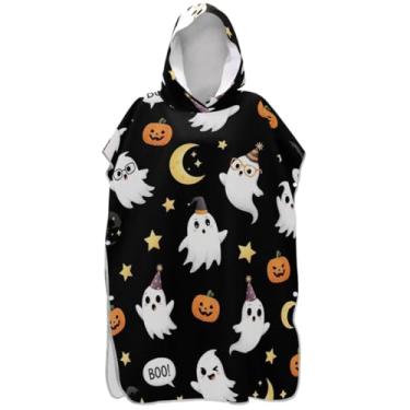 Imagem de Joisal Trocador de poncho de surfe, roupão para adultos, toalha de banho com capuz, reutilizável, fofo, espectro, preto, ponchos femininos com capuz