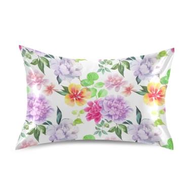 Imagem de Fronhas de cetim rosa pastel com flores em aquarela fofas personalizadas resfriamento padrão king queen fronhas para cama king size 101,6 cm x 50,8 cm