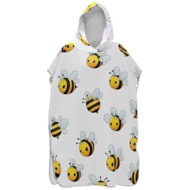 Imagem de Joisal Roupão de mudança de poncho de surfe branco bonito com desenho animado para adultos ponchos femininos de secagem rápida com capuz toalha de banho com capuz de praia