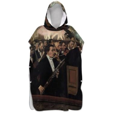 Imagem de Joisal Poncho de surfe para adultos trocador de roupa de praia com capuz toalha de banho de secagem rápida impressão de orquestra impressionismo poncho masculino com capuz