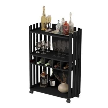Imagem de Rack Aparador Madeira Preto Luxo Multiuso com Adega para Vinhos Armário Organizador para Sala e Recepção, Ideal para Amantes de Decoração