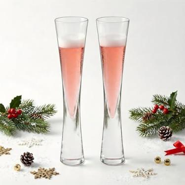 Imagem de Physkoa Conjunto de 2 taças de champanhe – Copos Prosecco elegantes de 142 g para brindes e celebrações, presentes de casamento de cristal feitos à mão para casais