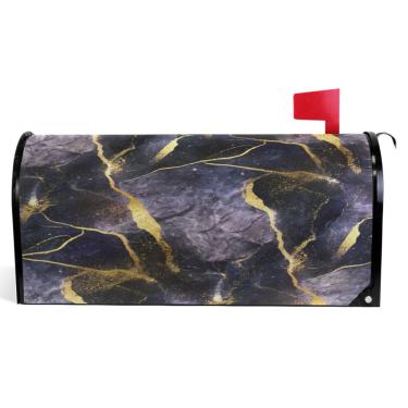 Imagem de TSENQUE Capas magnéticas decorativas para caixa de correio chique galáxia roxa dourada outono caixa de correio vinil férias à prova de intempéries decoração de caixa de correio tamanho padrão 52,6 x