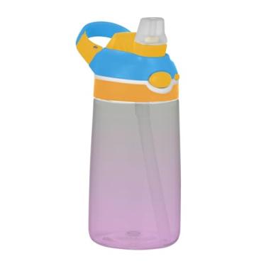 Imagem de Garrafa de água verde dinossauro lavanda magenta gradiente infantil 473 ml Tritan garrafa de água de plástico portátil com tampa de canudo copos de viagem à prova de vazamento para crianças