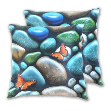 Imagem de Joitme Conjunto de 2 capas de almofada de borboleta de paralelepípedos variadas, capas de almofadas grandes para sofá cama para sala de estar, 50 x 50 cm, 2 peças