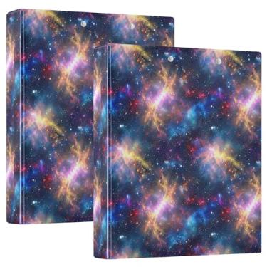 Imagem de Fichário Nebula Galaxy com três anéis de 3 cm comporta 200 folhas fofas 3 pastas de anel floral redondo para escritório, 31,5 x 27 x 6 cm, 1 pacote