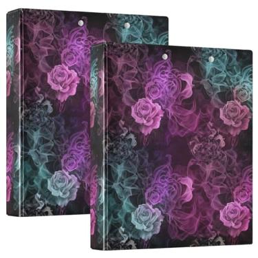 Imagem de Fichários personalizados com três anéis místicos pretos de rosas rosas, 3,5 polegadas, 200 folhas, anel redondo, fichário de apresentação, 31,5 x 27 x 6 cm, 1 pacote
