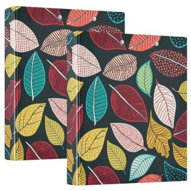 Imagem de Fichários de folhas coloridas personalizadas, 3 cm, 3 argolas, 200 folhas, fichário fofo, redondo, 31,5 x 27 x 6 cm, pacote com 2