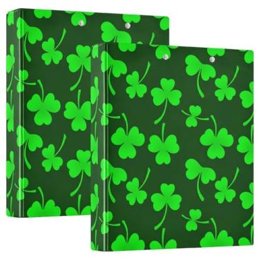 Imagem de Fichários personalizados de trevo verde de 3 cm, 3 anéis, 200 folhas, fichário de escritório, 31,5 x 27 x 6 cm, pacote com 2