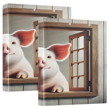 Imagem de Smiling Pig Fichários de receitas marrons janela pacote com 2, PVC, comporta 200 folhas, fichário grande com 3 anéis