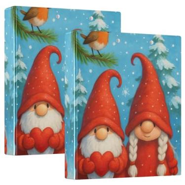 Imagem de Gnomos vermelhos fofos de Natal personalizados com 3 fichários de 3 anéis comporta 200 folhas, 3 pastas de anéis, fichário planejador de anéis redondos, 31,5 x 27 x 6 cm, pacote com 2