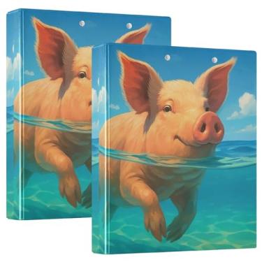 Imagem de Pig Clear Turquesa Water View 3 fichários de 2,8 cm comporta 200 folhas, 3 pastas de anéis, floral, redondo, fichário, 31,5 x 27 x 6 cm, 1 pacote