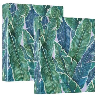 Imagem de Fichários de folhas de água-marinha verde tropical, 3 polegadas, 3 argolas, 200 folhas, portfólio fofo, anel redondo, fichário, 31,5 x 27 x 6 cm, pacote com 2
