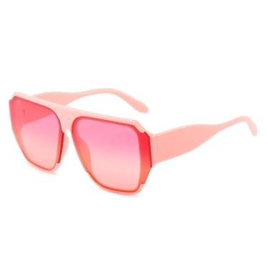 Imagem de HPIRME Óculos grandes e estilosos para mulheres e homens, com armação ampla e proteção UV400 (lentes degradê rosa).