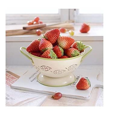 Imagem de Cesta de frutas tigela de frutas ferro forjado tigela de frutas pendurado binaural cesta de frutas com orifício de drenagem bandeja de frutas lanche ferramenta de cozinha lanches de pão (cor: M-2)