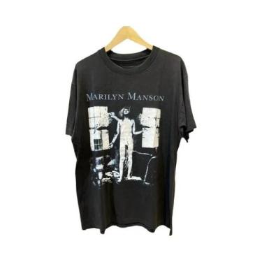 Imagem de Camiseta Vintage Unissex Marilyn Manson Antichrist De Manga Curta Moda