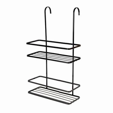 Imagem de Suporte Para Shampoo Duplo P/Pendurar No Box Vidro Banheiro Fiver (Preto)