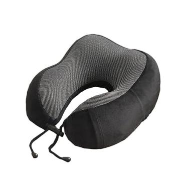Imagem de Almofada de Pescoço para Viagem – Travesseiro Confortável com Botão – Capa Removível e Lavável(Preto)