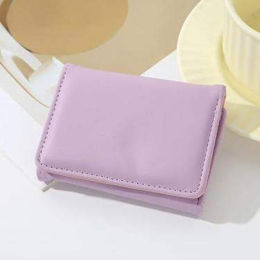 Imagem de Carteira pequena para mulheres, bolsa de mão curta, multicartão, dinheiro, moda, cartão de crédito, carteira fina, presente para mulheres e homens, Roxa, Estilo retrô