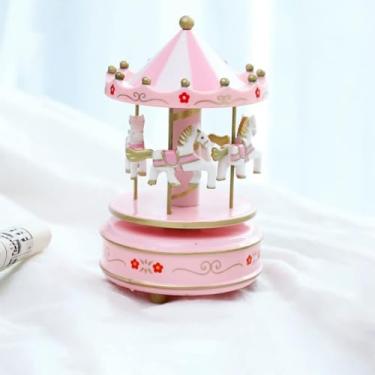 Imagem de Caixa de música caixa de música carrossel cavalo caixa musical relógio caixas de música para meninas mulheres crianças Natal casamento aniversário presente decoração presentes de aniversário