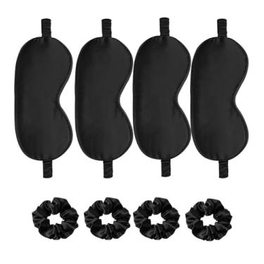 Imagem de Máscara de cetim para os olhos, 8 peças, máscaras de seda para dormir, sombra de olhos sedosa, blecaute, cobertura para olhos, laços de cabelo, presentes de casamento