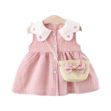 Imagem de Conjunto De Vestidos Sem Mangas Em Algodão Xadrez Para Meninas Pequena