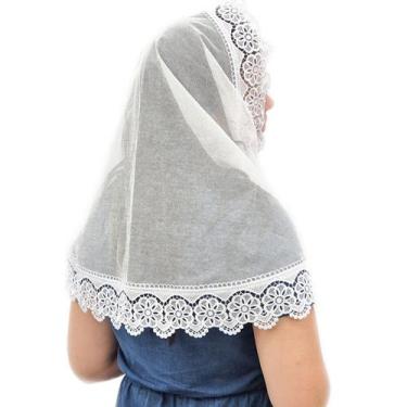 Imagem de Véu Ccb Congregação Cristã Renda Guipir Floral Média Adulto (mod. Auro