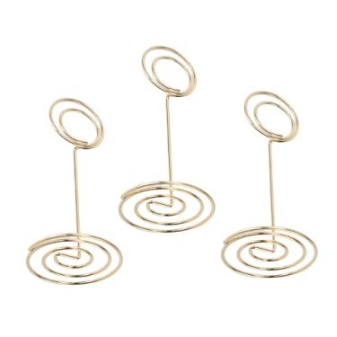 Imagem de Yosoo Suporte para Número de Mesa de 20 Peças, Suporte para Cartão Redondo de Ferro Com Base Larga, para Memorando de Mesa de Escritório de Formatura de Festa de Casamento de (Ouro)