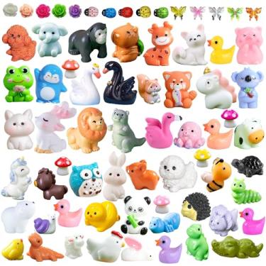Imagem de 70 bonecos de mini animais de resina – 70 estilos de pequenos animais de resina para decoração de jardim de fadas, paisagem em miniatura, acessórios de casa de bonecas, projetos de artesanato