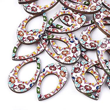 Imagem de Pingentes inacabados impressos em forma de lágrima, pingentes brancos artesanais artesanais, pingentes de fabricação de joias a granel para fabricação de colar e pulseira, 3,5 x 2,1 x 0,3 cm, orifício