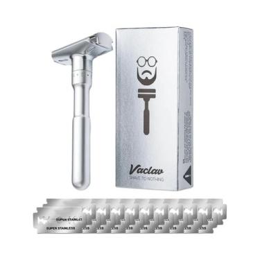 Imagem de Navalha De Segurança Masculina Em Aço Inoxidável Com Lâminas Reutilizá