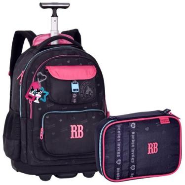 Imagem de Kit Material Escolar Rebecca Bonbon Mochila de Rodinhas Estojo 36 Pens