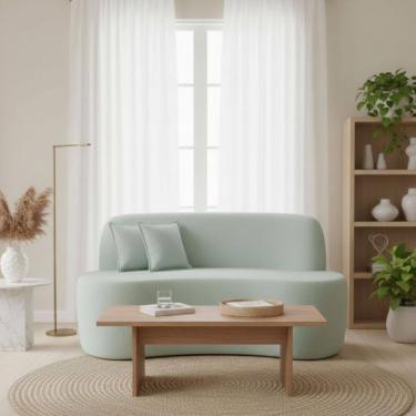 Imagem de Sofá Minimalista Orgânico 2 Lugares Sala Bouclé