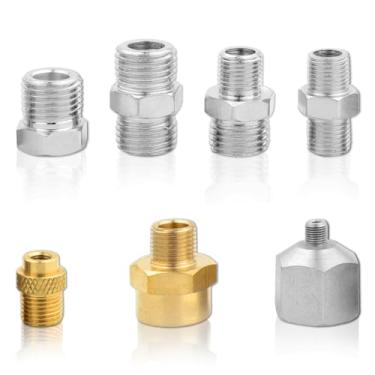 Imagem de OPHIR Adaptador de aerógrafo de 7 peças, adaptador profissional de mangueira de aerógrafo 1/4 a 1/8, conectores de aerógrafo para mangueira de escova de ar, kit adaptador de compressor de aerógrafo
