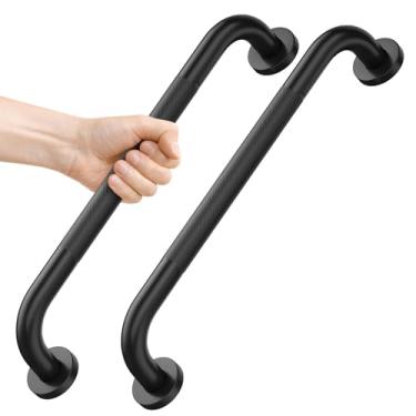 Imagem de Pacote com 2 barras de apoio de 40,6 cm para banheiras e chuveiros, corrimão de aço inoxidável antiderrapante, alça de segurança auxiliar de banheiro, barras de apoio para deficientes para banheiro