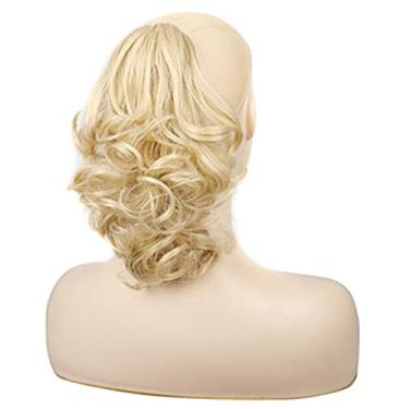 Imagem de Peruca de rabo cavalo curto e cacheado com grampo para cabelo