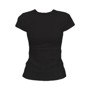 Imagem de Camiseta Feminina De Verão Básica De Manga Curta Com Decote Redondo Pr