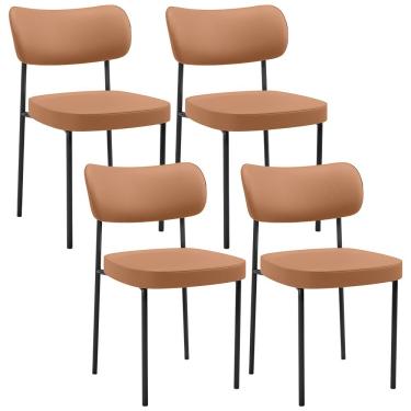 Imagem de Kit 04 Cadeiras Decorativa Estofada Para Sala De Jantar Melina L02 Couríssimo Mocca - Lyam Decor
