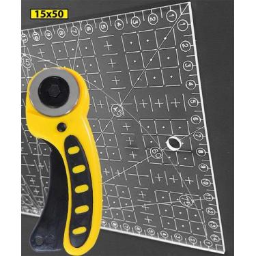 Imagem de Régua Corte 15x50 Gravada Laser Cortador Patchwork Tecido. - LAPIDARE