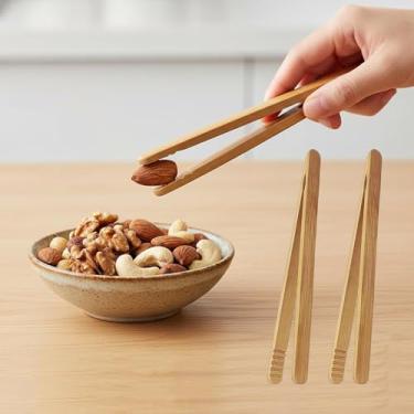 Imagem de 2 pinças para torradeira pequenas pinças de cozinha resistentes ao calor, utensílios de cozinha naturais para torradas, bacon, pickles, bagels, pão, servir, (18 cm)