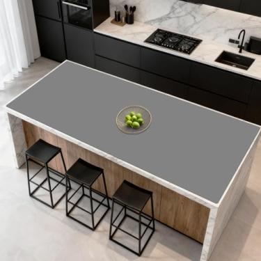 Imagem de Tapete de silicone grande de 203 x 61 cm para balcão de cozinha, protetor de bancada antiderrapante resistente ao calor, tapete multiuso impermeável para ilha de cozinha, cinza claro
