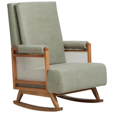 Imagem de Poltrona de Amamentação Com Balanço Base Nina Líria D02 Bouclê Verde Oliva C-199 - Lyam Decor