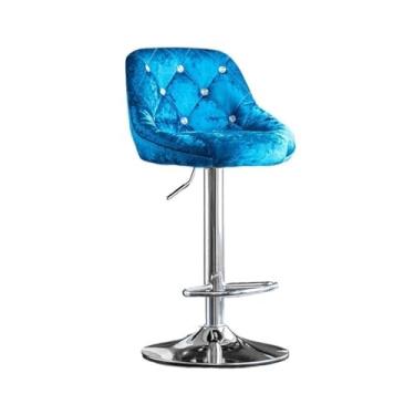 Imagem de Balcão de cozinha, encosto simples, banco alto, 60 a 80 cm, giratório, cadeira de cozinha, leve, luxuosa, moderna, cadeira de bar, cadeiras de bar (azul)