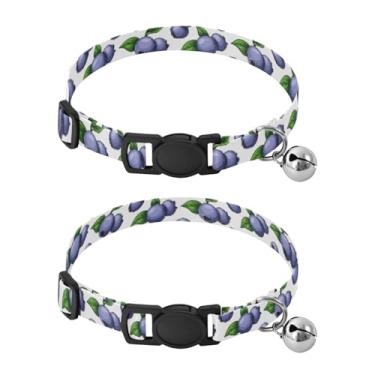 Imagem de STAYTOP 2 coleiras fofas para cães, mirtilos frescos ajustáveis de poliéster macio para cães e gatos